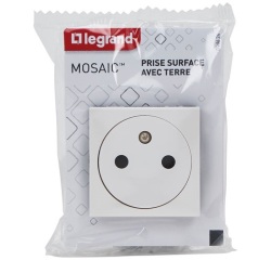 Prise de courant Surface 2P+T - Mosaic - 2 modules - à composer - blanc