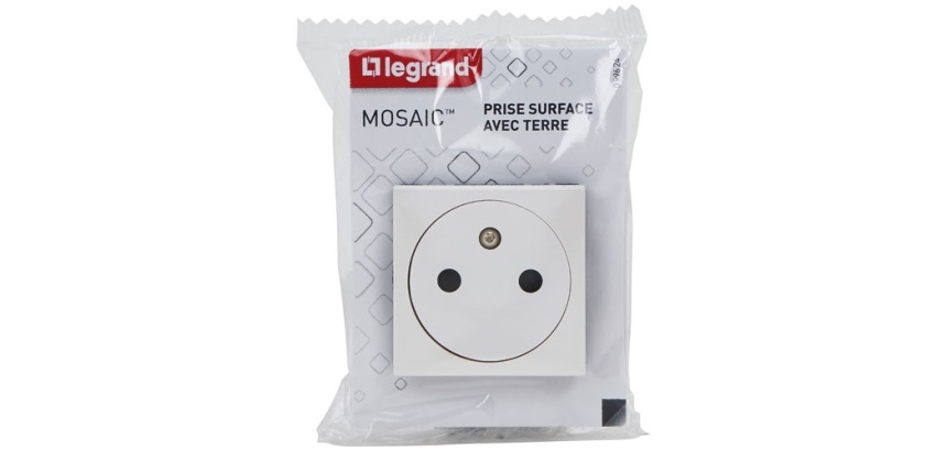 Prise de courant Surface 2P+T - Mosaic - 2 modules - à composer - blanc