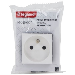 Prise de courant 2P+T - bornes à vis (spécial repiquage) - Mosaic - 2 modul