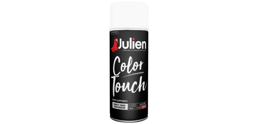 Peinture brillante multi-supports Color Touch Julien - Aérosol de 400 ml, blanc brillant