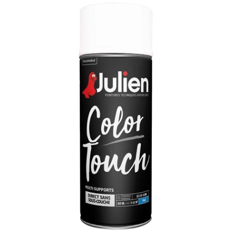 Peinture mate multi-supports Color Touch Julien - Aérosol de 400 ml, blanc mat