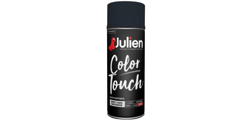 Peinture brillante multi-supports Color Touch Julien - Aérosol de 400 ml, noir RAL9005