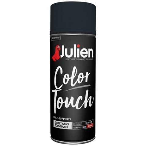 Peinture brillante multi-supports Color Touch Julien - Aérosol de 400 ml, noir RAL9005