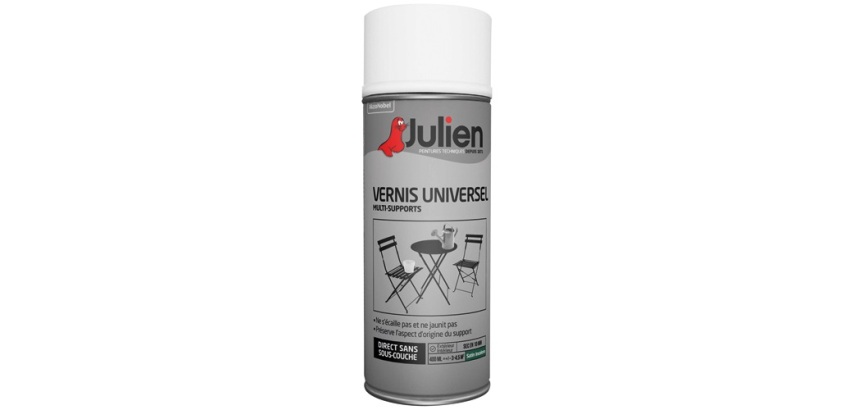Vernis universel tous supports Julien - Aérosol de 400 ml,  incolore mat
