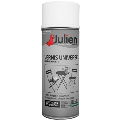 Vernis universel tous supports Julien - Aérosol de 400 ml,  incolore mat