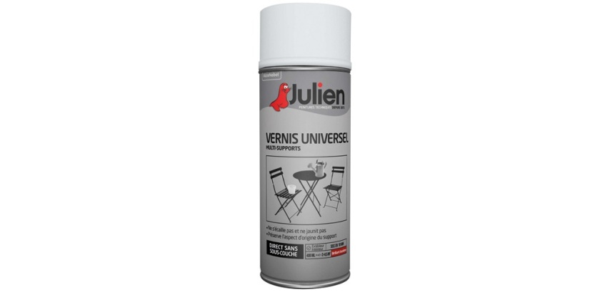 Vernis universel tous supports Julien - Aérosol de 400 ml,  incolore brillant