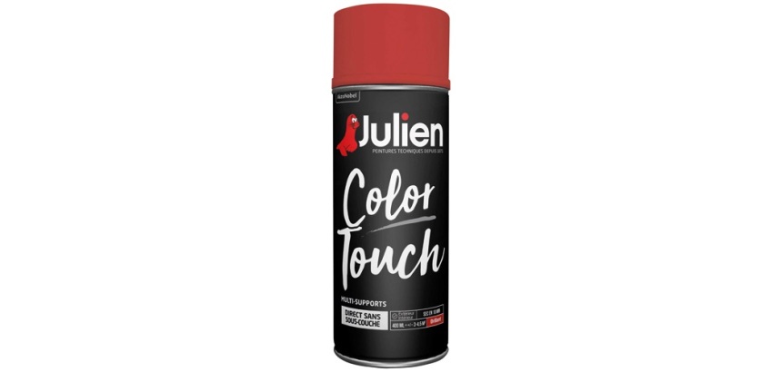 Peinture brillante multi-supports Color Touch Julien - Aérosol de 400 ml, rouge feu RAL3000