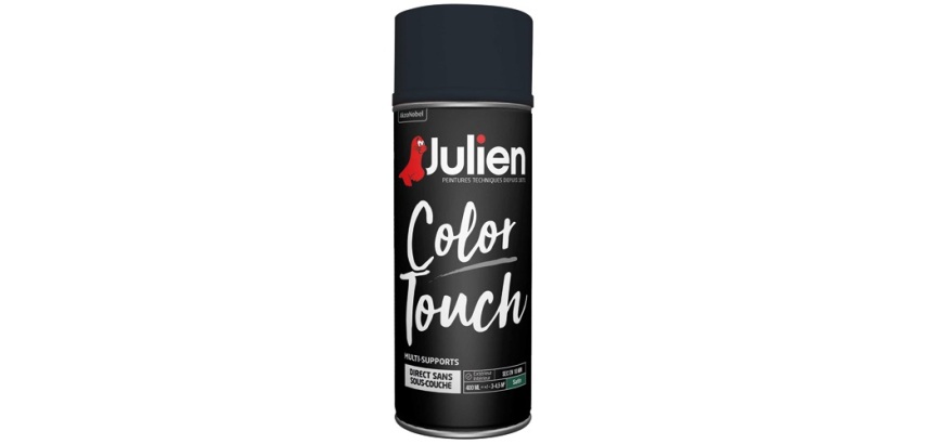 Peinture satin multi-supports Color Touch Julien - Aérosol de 400 ml, noir