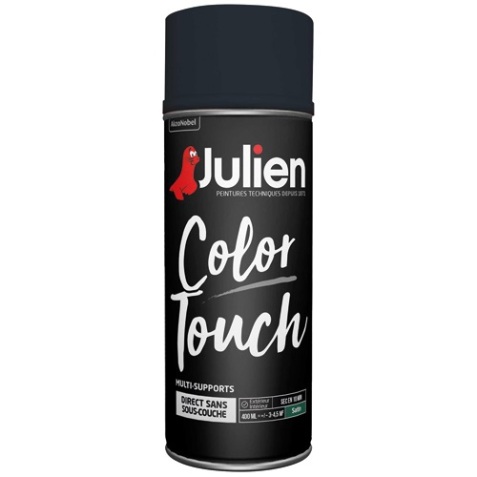 Peinture satin multi-supports Color Touch Julien - Aérosol de 400 ml, noir