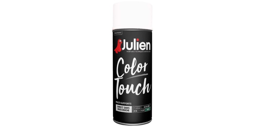 Peinture satinée multi-supports Color Touch Julien - Aérosol de 400 ml, blanc neige RAL 9010