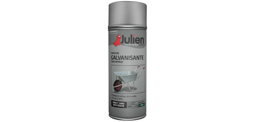Peinture galvanisante tous métaux Julien - Aérosol de 400 ml, argenté satin