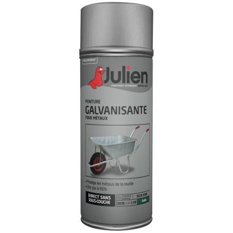 Peinture galva antirouille satin aérosol 400 ml gris