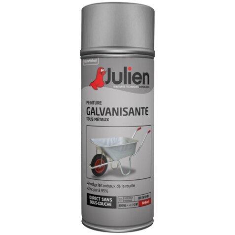 Bombe peinture Galvanisante Tous métaux 400 ml Gris Brillant