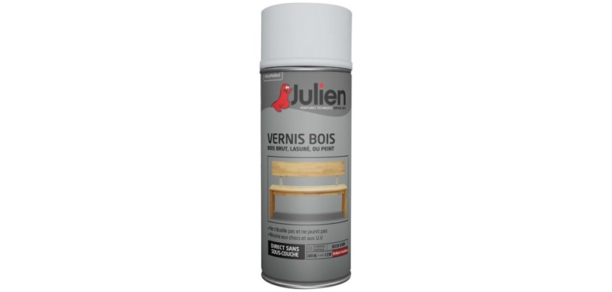 Vernis spécial bois Julien - Aérosol de 400 ml, incolore satin