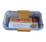 Barquette aluminium profonde - avec couvercle - 1 L - lot de 5