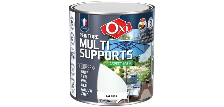 Peinture Satin Multi-supports 0.5 L Top 3+ - Gris Clair