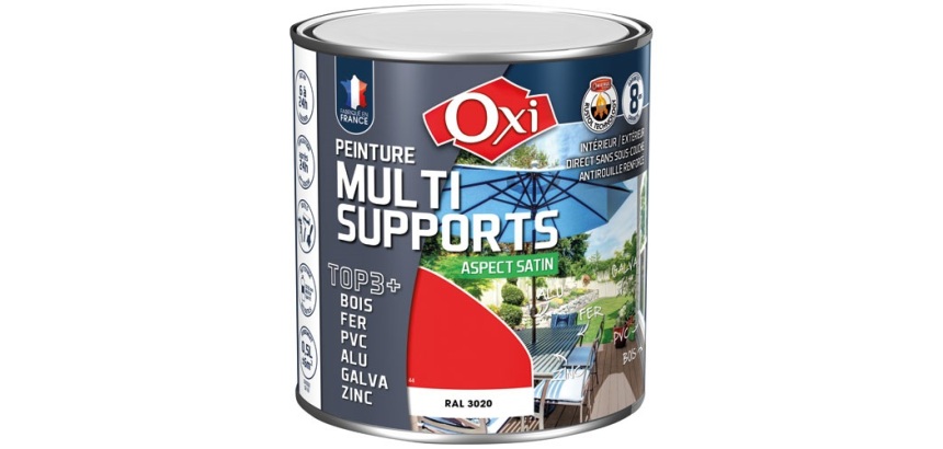 Peinture Satin Multi-supports 0.5 L Top 3+ - Rouge Vif