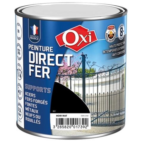 Peinture fer mat - direct fer - intérieur - extérieur - 500 mL - noir RAL90