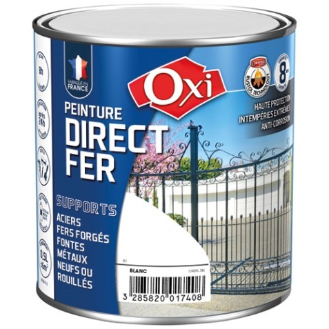 Peinture fer brillante - direct fer - intérieur - extérieur - 500 mL - blan