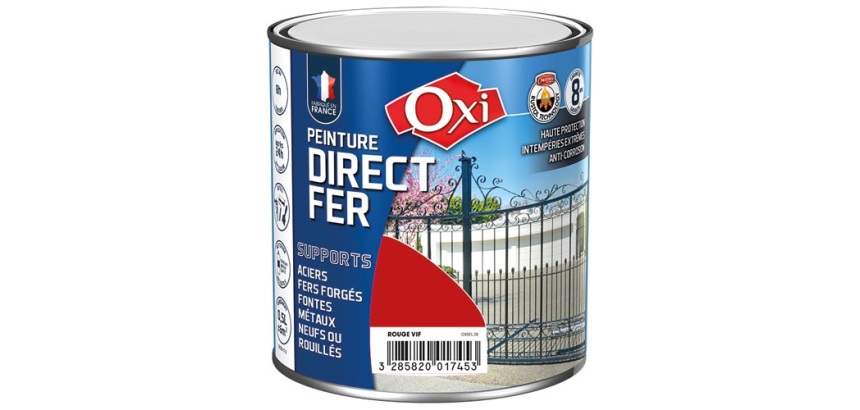 Peinture 0,5 L Brillante Direct Fer - Rouge Vif RAL3020