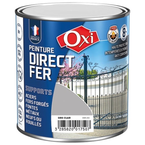Peinture fer brillante - direct fer - intérieur - extérieur - 500 mL - gris