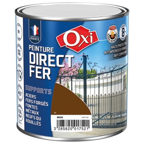 Peinture fer brillante - direct fer - intérieur - extérieur - 500 mL - brun