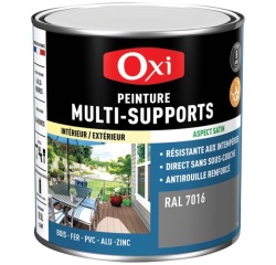 Peinture Satin Multi-supports 0.5 L Top 3+ - Gris Anthracite