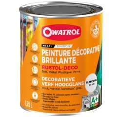 Peinture antirouille 0,75 L Brillante Rustol Déco - Blanc Pur RAL 9100