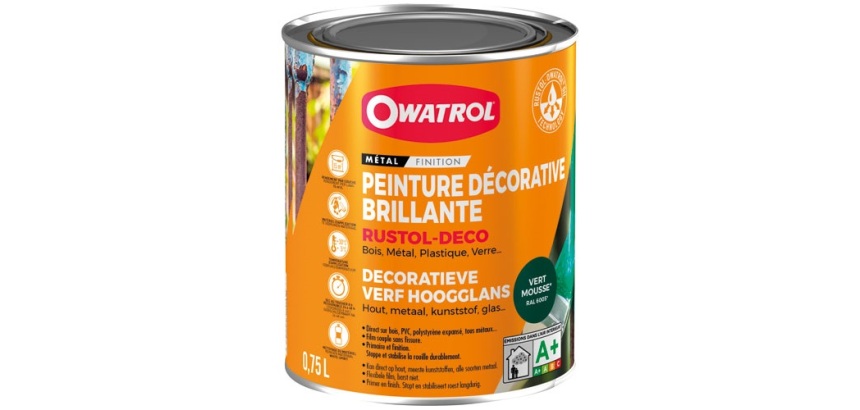 Peinture antirouille 0,75 L Brillante Rustol Déco - Vert Mousse RAL 6005