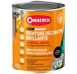 Peinture antirouille 0,75 L Brillante Rustol Déco - Noir Profond RAL 9005