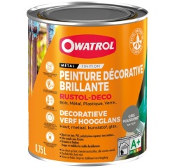 Peinture antirouille 0,75 L Brillante Rustol Déco - Gris Poussière RAL 7037