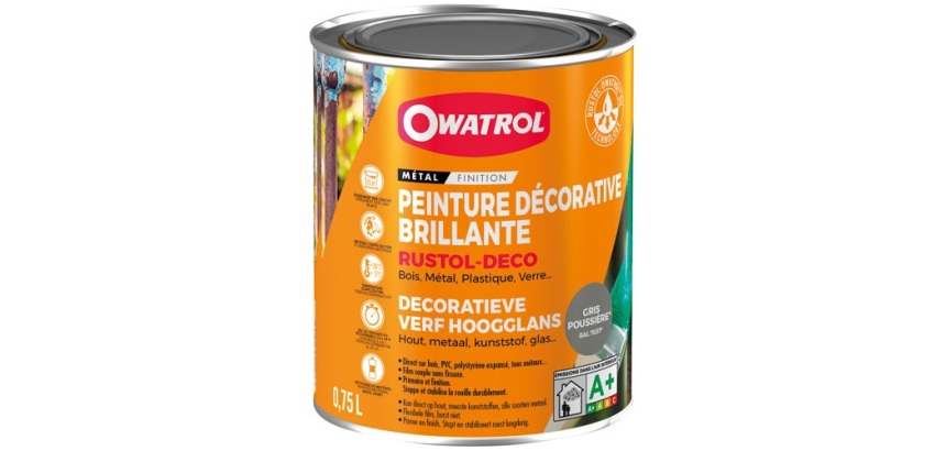 Peinture antirouille 0,75 L Brillante Rustol Déco - Gris Poussière RAL 7037