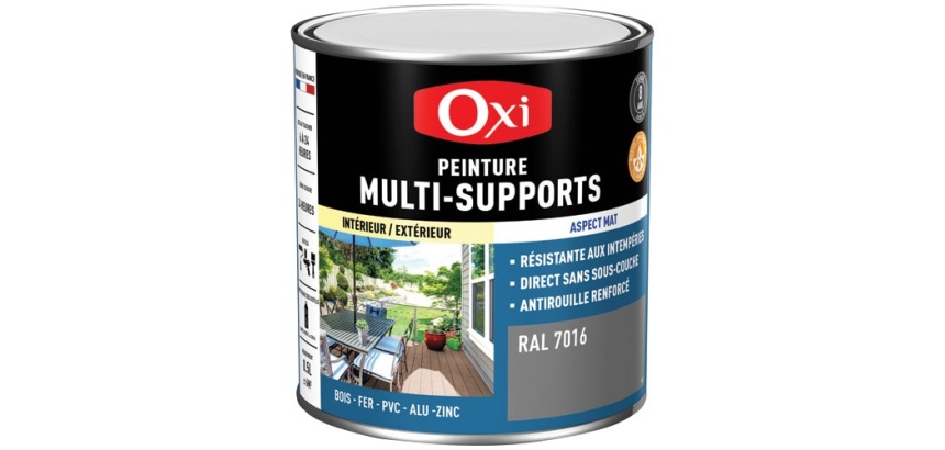 Peinture Mate Multi-supports 0.5 L Top 3+ - Gris Anthracite