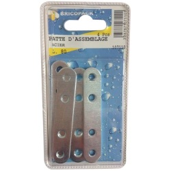 Patte d'assemblage - acier - 80 mm - sachet de 4