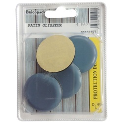 Patin glisseur - bleu - 40mm - sachet de 4