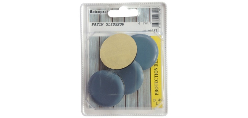 Patin glisseur - bleu - 40mm - sachet de 4