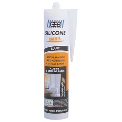 Mastic silicone - sanitaire - silicone pour émail - 280 mL - blanc
