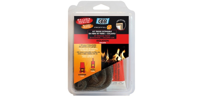 Tresse fibre verre extensible kit Ø 6 mm x 2.50 m tube collafeu