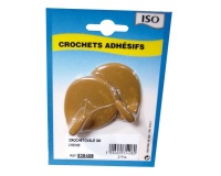 Crochet adhésif grand modèle - ovale - créamique - ivoire - lot de 2