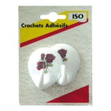 Crochet adhésif rose - ovale - blanc - lot de 2