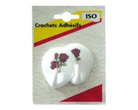 Crochet adhésif rose - ovale - blanc - lot de 2