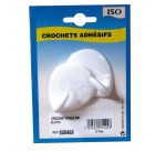 Crochet adhésif grand modèle- ovale - créamique - blanc - lot de 2