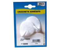 Crochet adhésif grand modèle- ovale - créamique - blanc - lot de 2