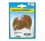 Crochet adhésif grand modèle - ovale - créamique - crème - lot de 2