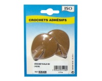 Crochet adhésif grand modèle - ovale - créamique - crème - lot de 2