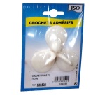 Crochet adhésif petit modèle - ovale - créamique - ivoire - lot de 3