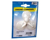 Crochet adhésif petit modèle - ovale - créamique - ivoire - lot de 3