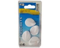 Crochet adhésif mini - ovale - créamique - blanc - lot de 4
