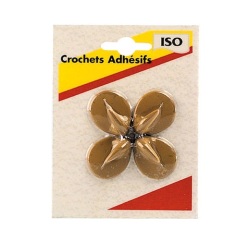 Crochet adhésif mini - ovale - créamique - crème - lot de 4