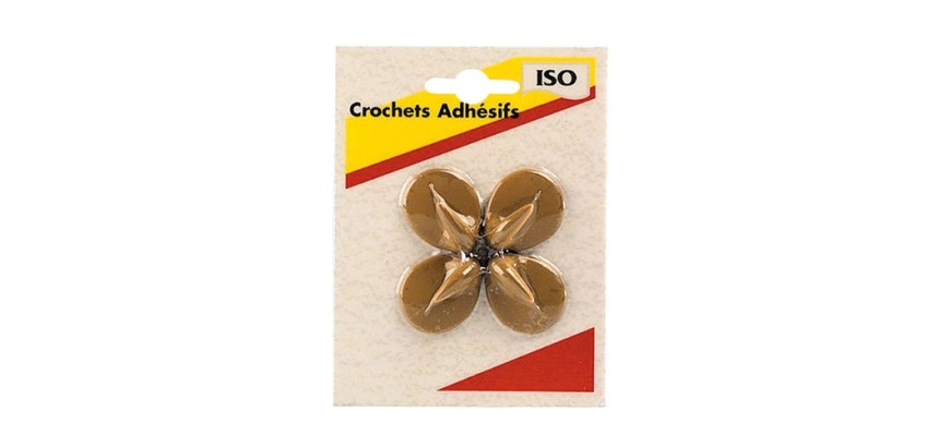 Crochet adhésif mini - ovale - créamique - crème - lot de 4